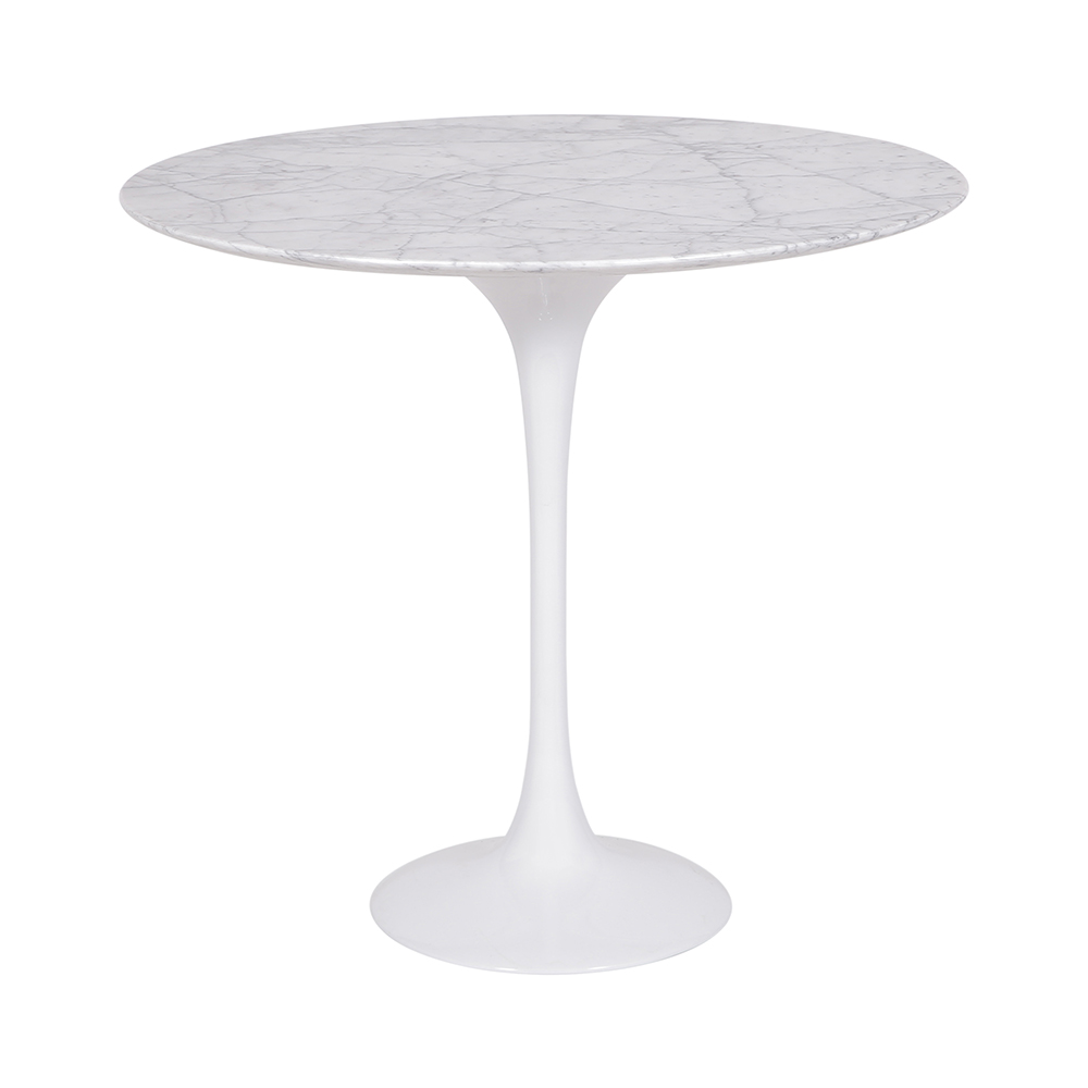 Mesa Saarinen Tulip Lateral Oval Carrara 57x38cm Base Branca