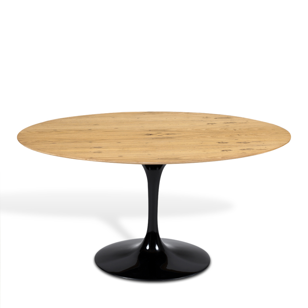 Mesa Saarinen Tulip Oval Freijó 198x122cm Base Preta