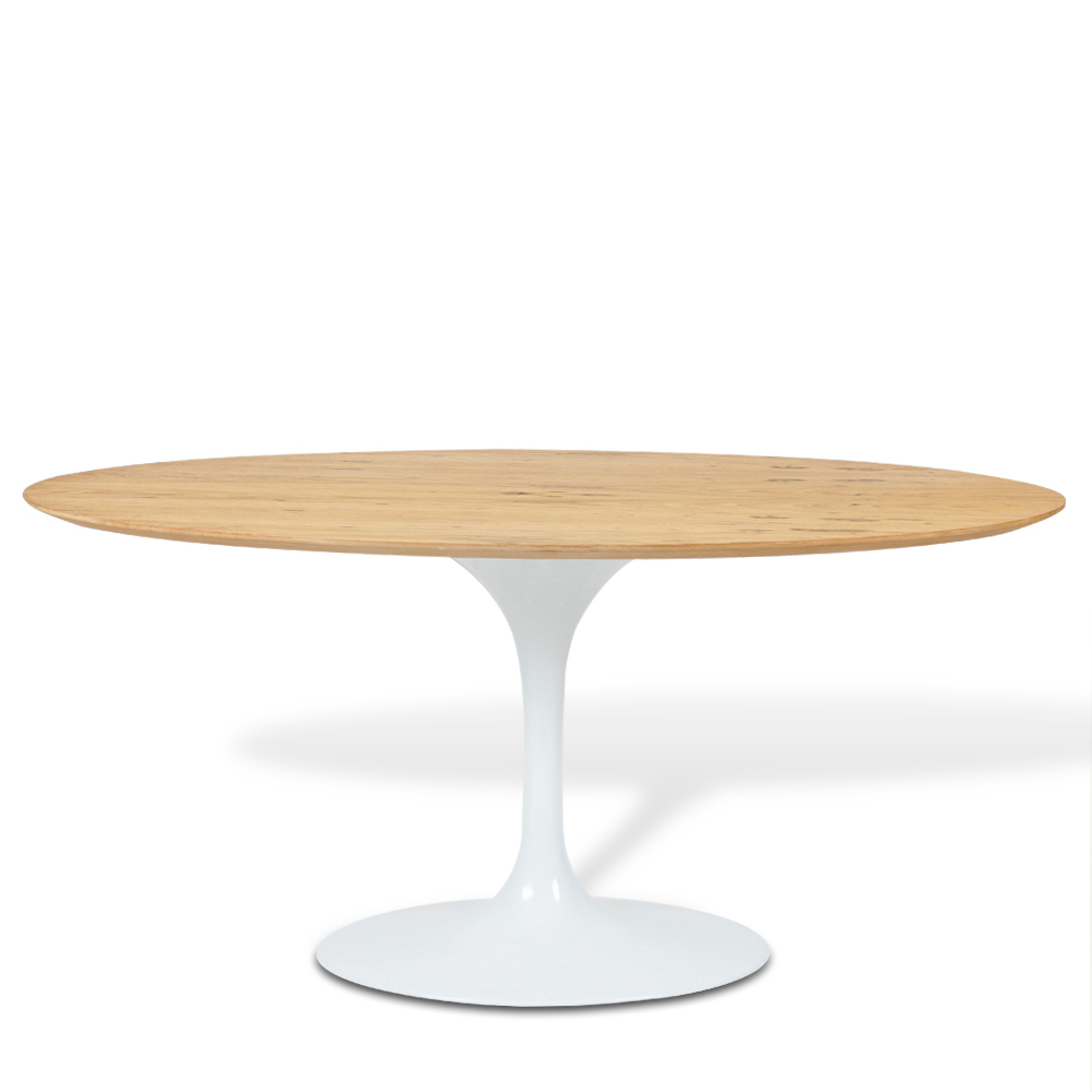 Mesa Saarinen Tulip Oval Freijó 244x137cm Base Branca