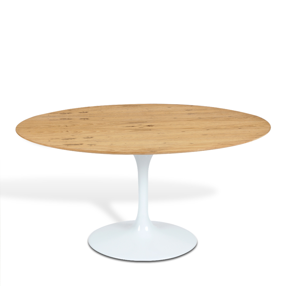 Mesa Saarinen Tulip Oval Freijó 244x137cm Base Branca