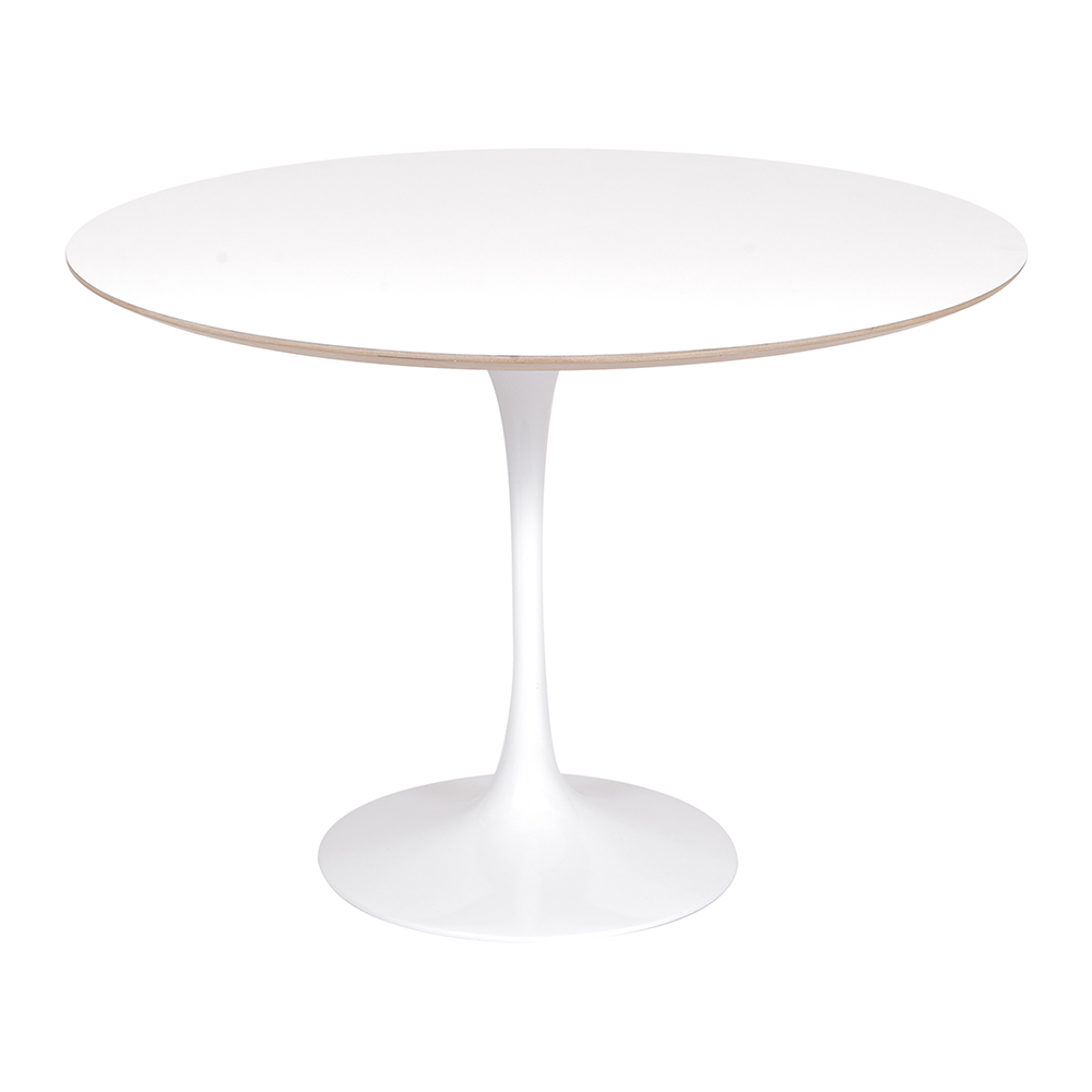 Mesa Saarinen Tulip Redonda Formica Branca 90cm Base Branca