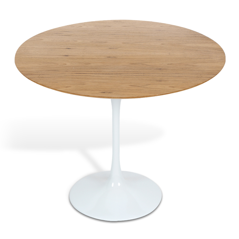 Mesa Saarinen Tulip Redonda Freijó 107cm Base Branca