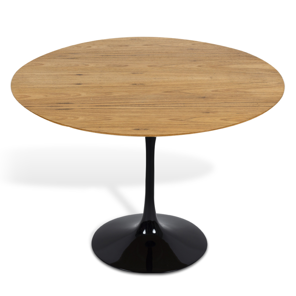 Mesa Saarinen Tulip Redonda Freijó 137cm Base Preta
