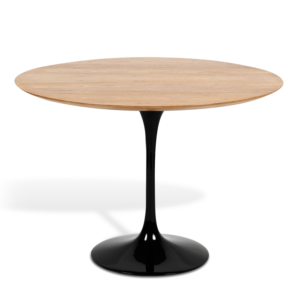 Mesa Saarinen Tulip Redonda Freijó 90cm Base Preta