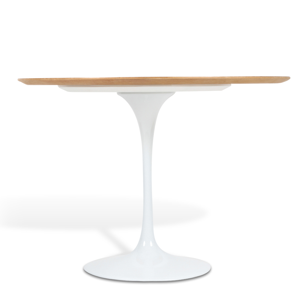 Mesa Saarinen Tulip Redonda Imbuia 107cm Base Branca