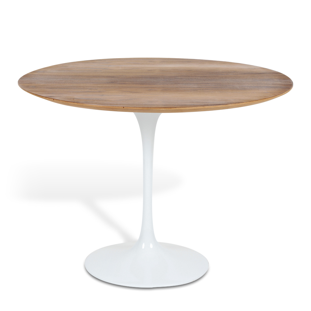 Mesa Saarinen Tulip Redonda Imbuia 90cm Base Branca