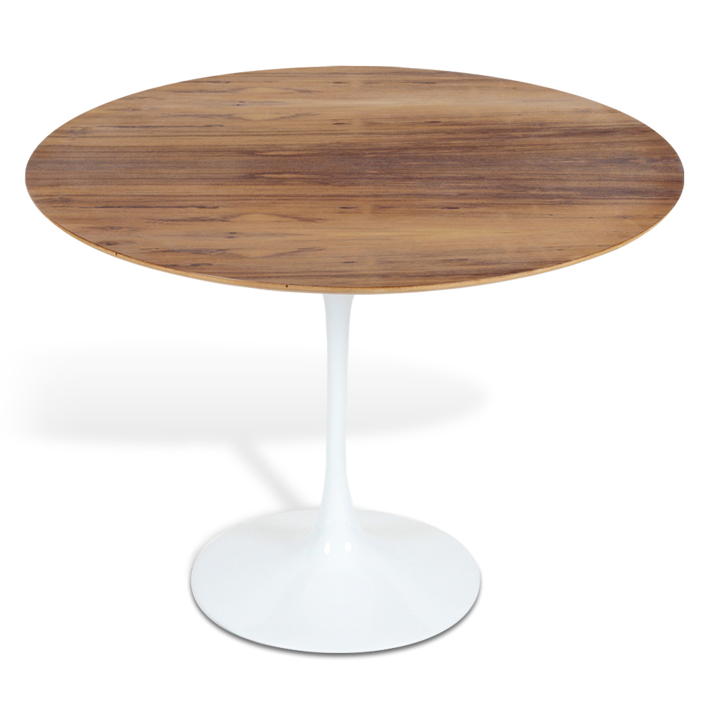 Mesa Saarinen Tulip Redonda Imbuia 90cm Base Branca