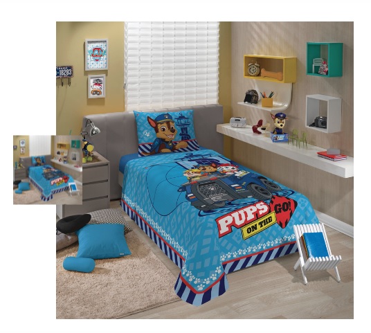 Jogo de Cama Patrulha Canina Com 3 peças menino Lepper