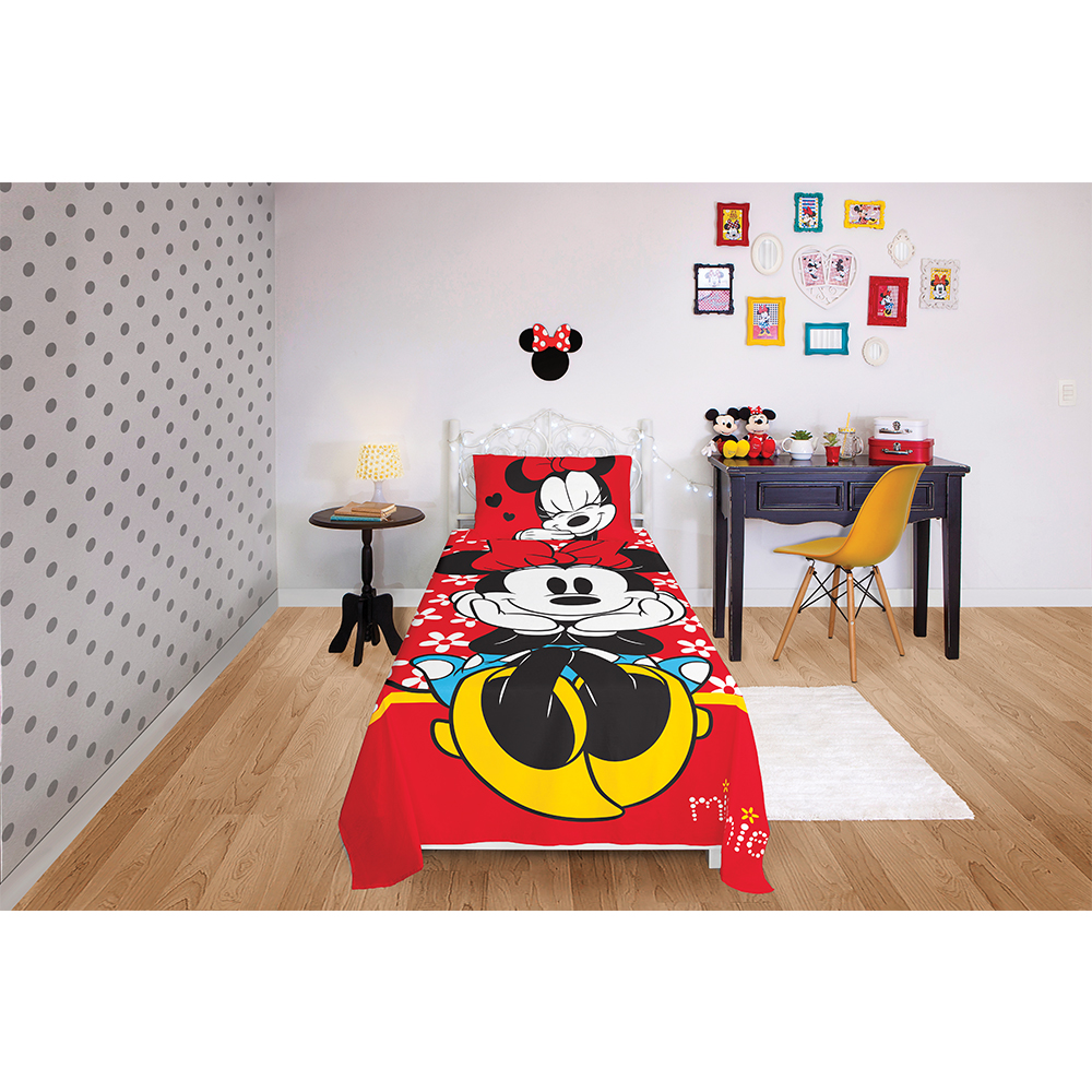 Jogo de Cama Solteiro Minnie com 2 peças Lepper