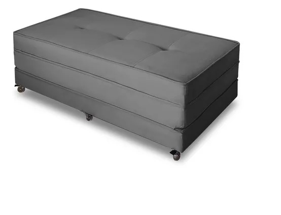 Puff Cama Casal Dobravel Com Rodízios Lindecor cor Cinza