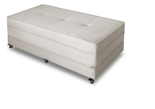 Puff Cama Casal Dobravel Com Rodízios Lindecor cor Marfim