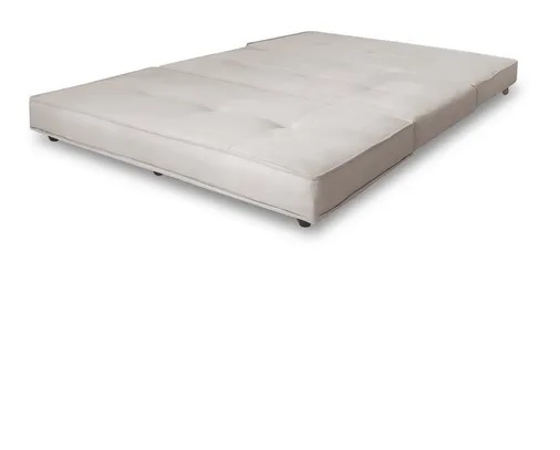Puff Cama Casal Dobravel Com Rodízios Lindecor cor Marfim