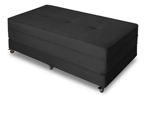 Puff Cama Casal Dobravel Com Rodízios Lindecor cor Preto