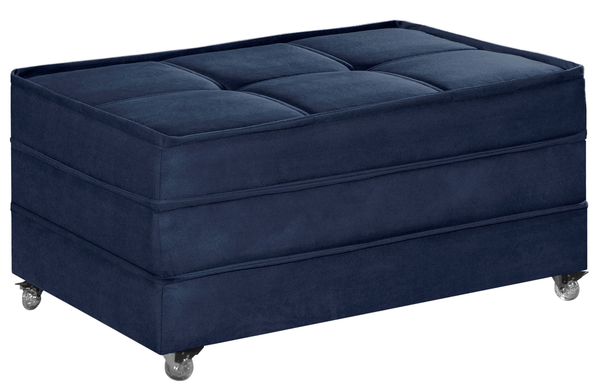 Puff Cama Solteiro Dobravel Com Rodízios Lindecor cor Azul