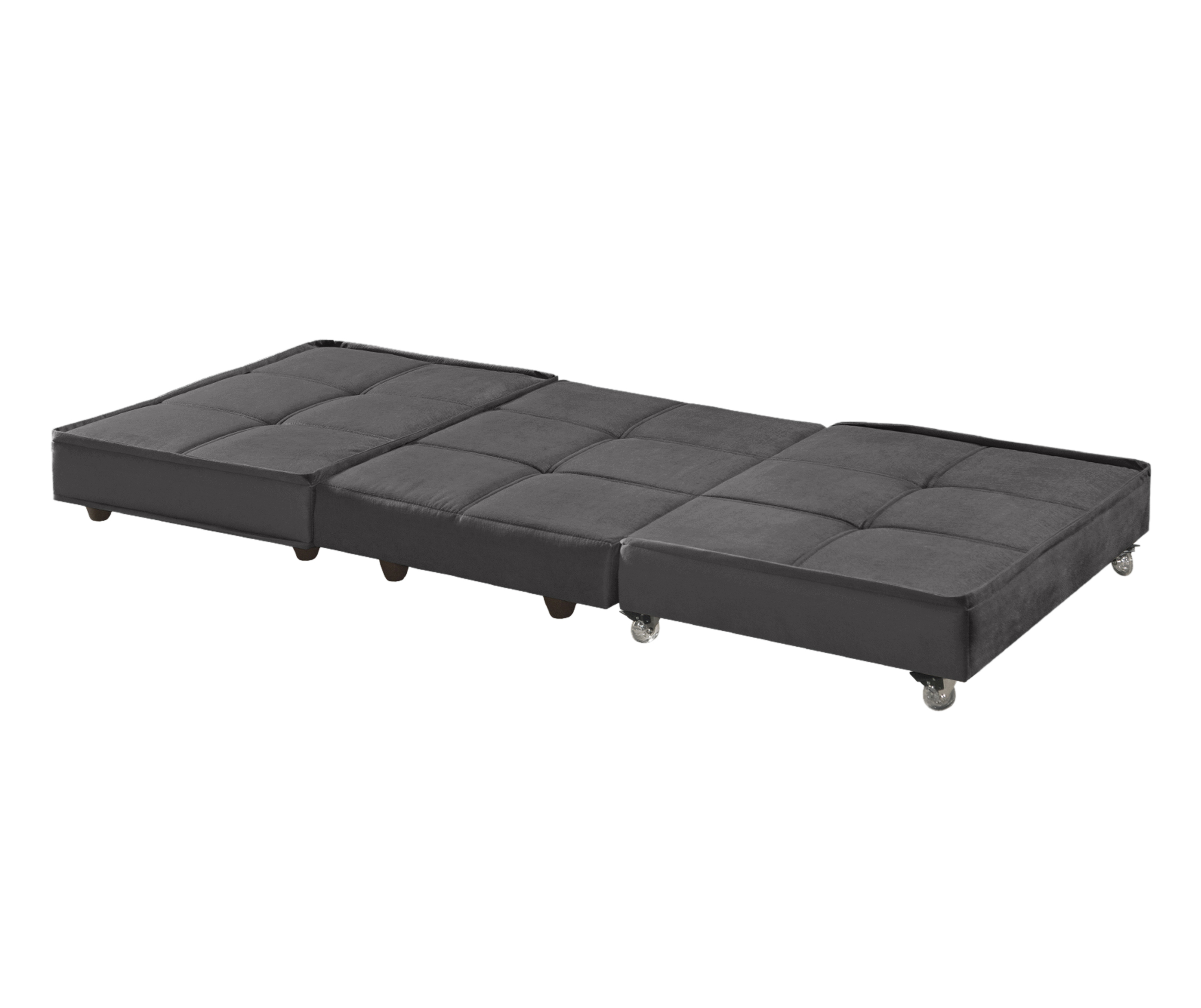 Puff Cama Solteiro Dobravel Com Rodízios Lindecor cor Cinza