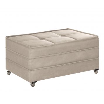 Puff Cama Solteiro Dobravel Com Rodízios Lindecor cor Marfim