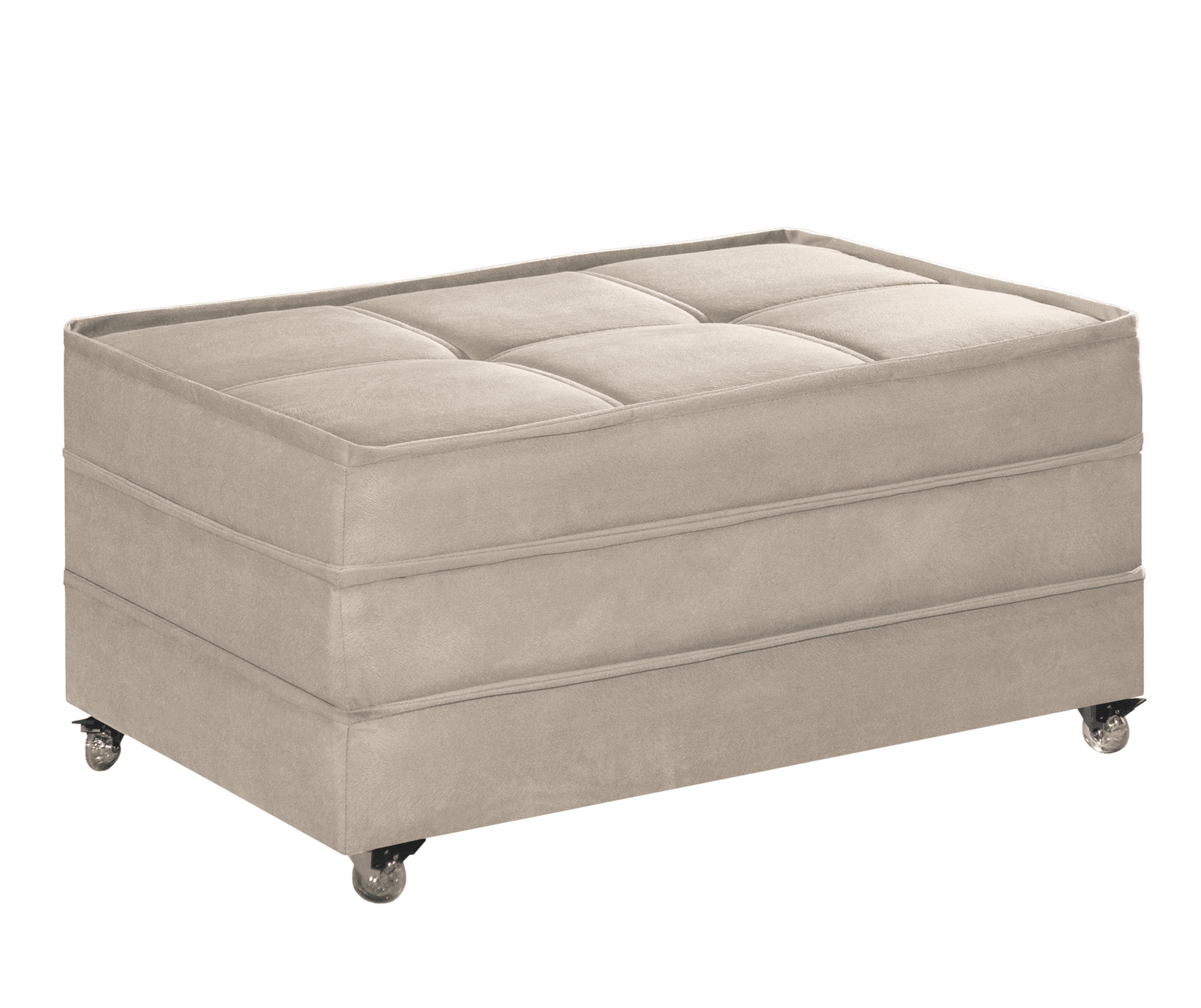 Puff Cama Solteiro Dobravel Com Rodízios Lindecor cor Marfim