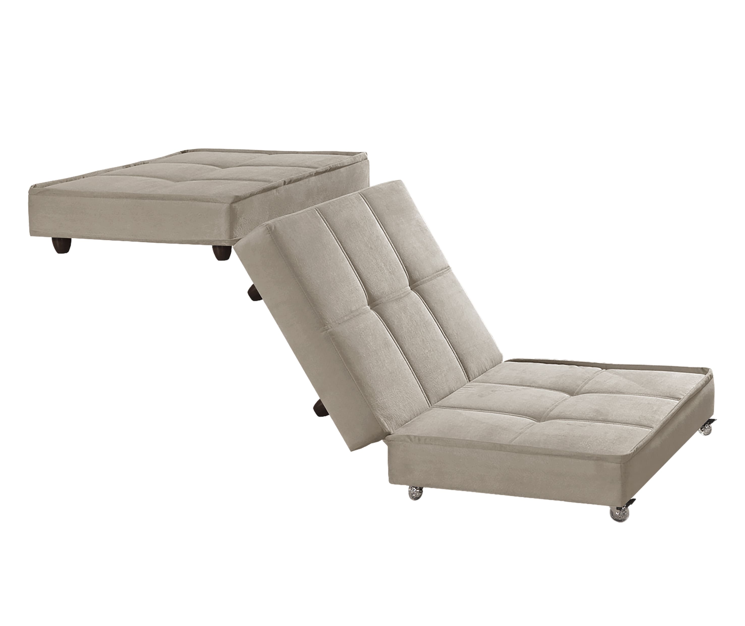 Puff Cama Solteiro Dobravel Com Rodízios Lindecor cor Marfim