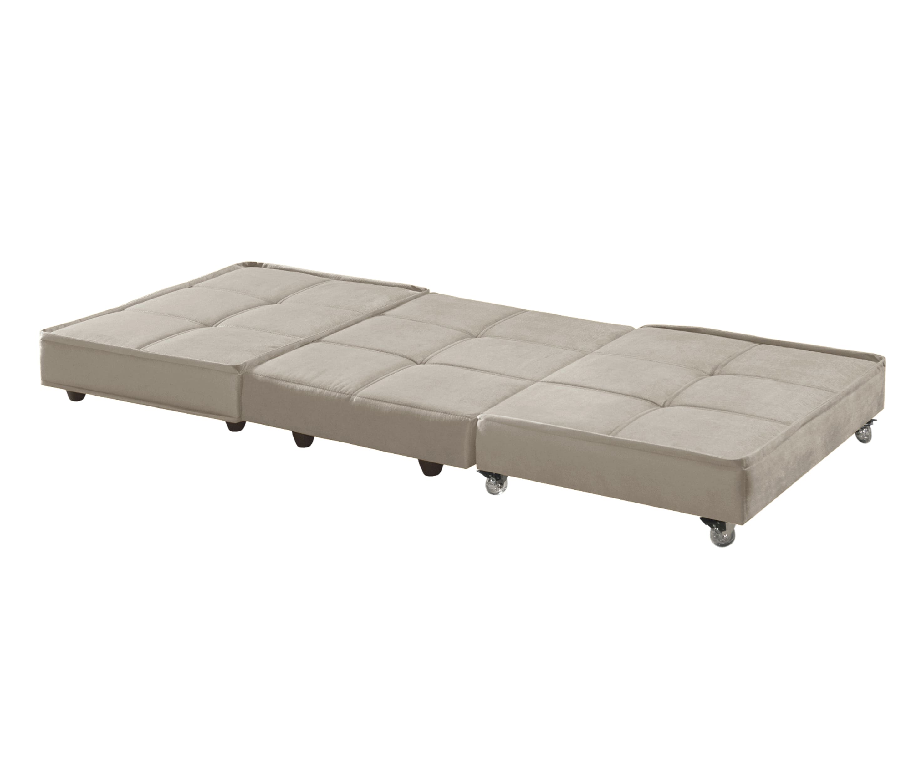 Puff Cama Solteiro Dobravel Com Rodízios Lindecor cor Marfim