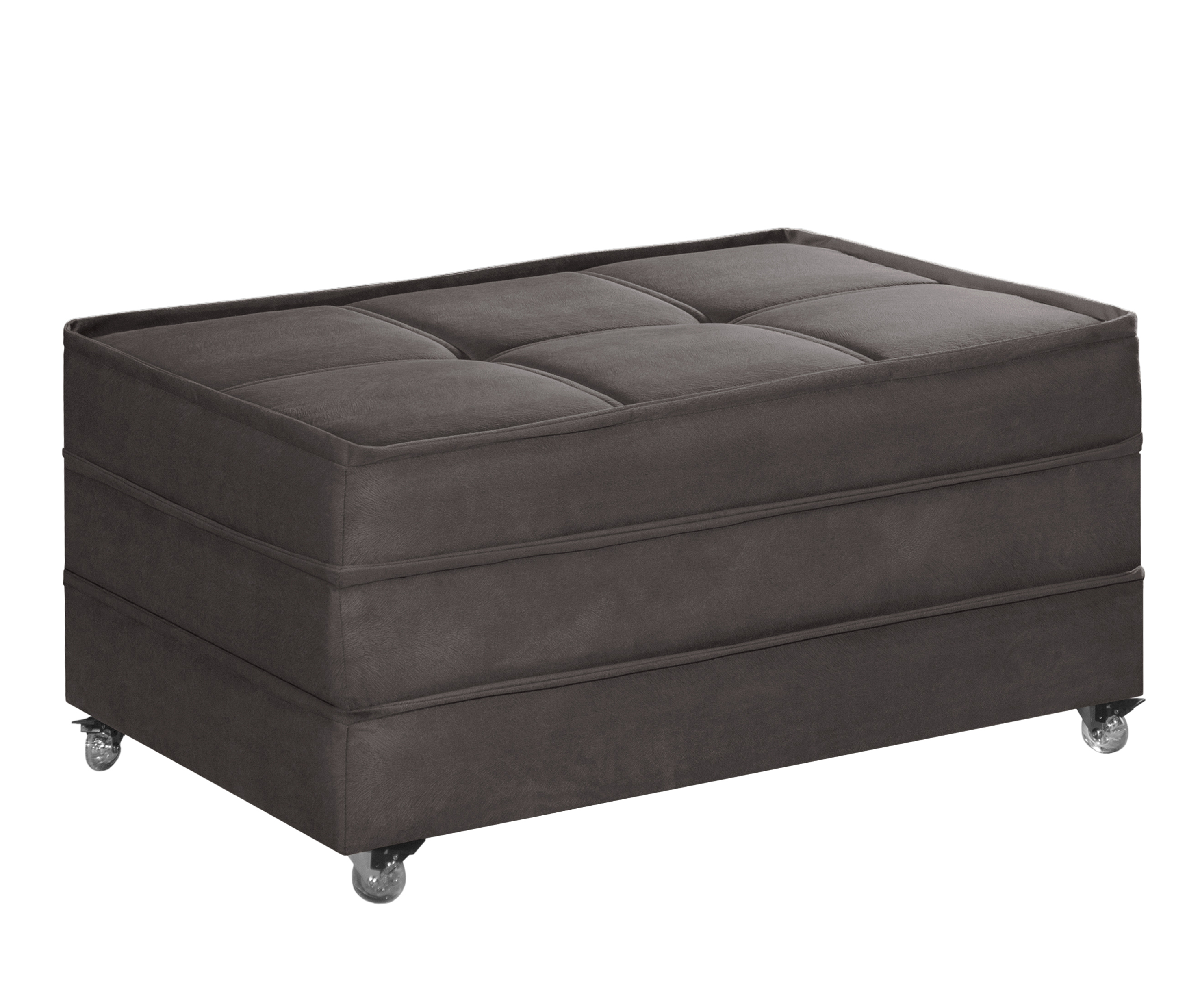 Puff Cama Solteiro Dobravel Com Rodízios Lindecor cor Marrom