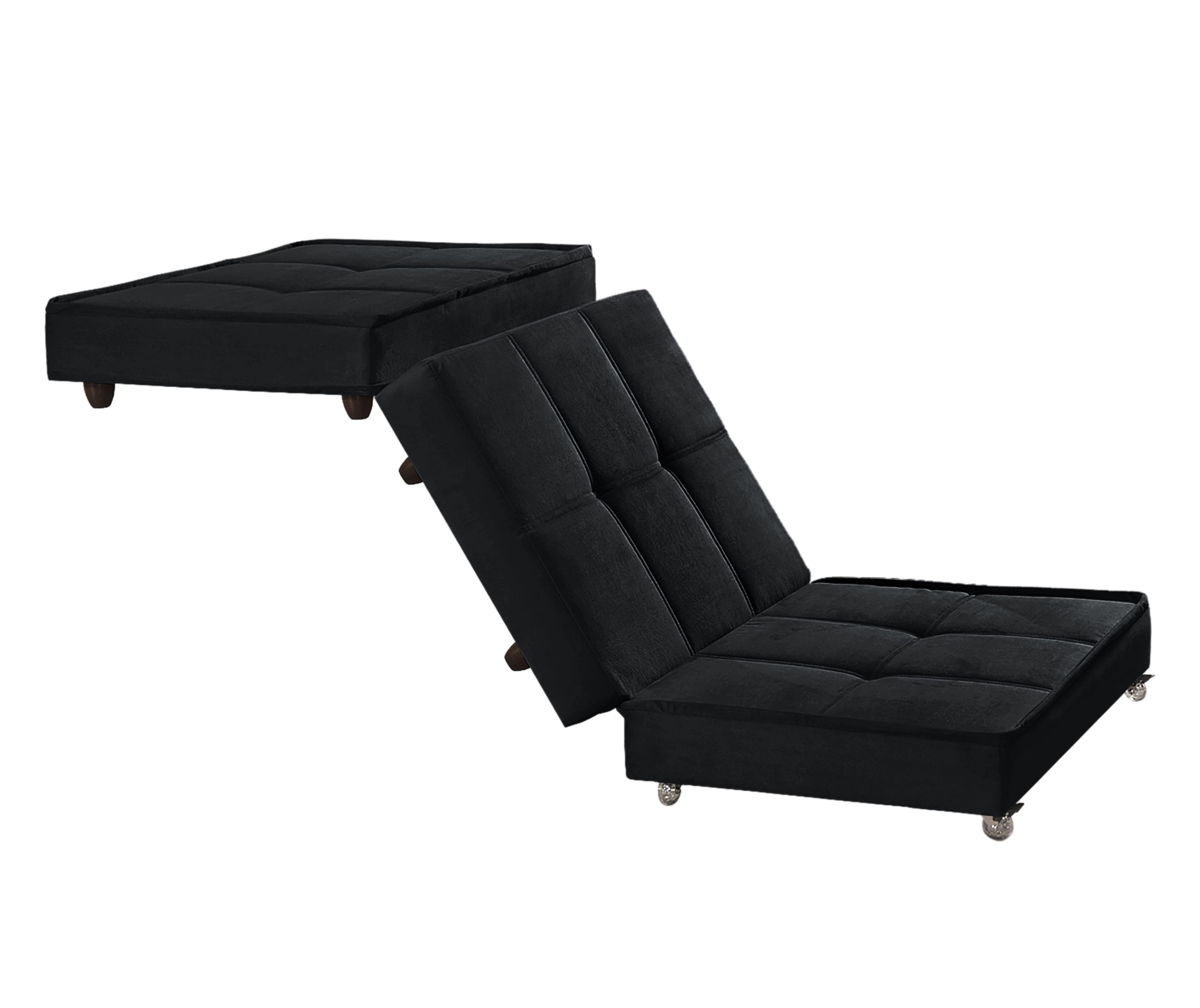 Puff Cama Solteiro Dobravel Com Rodízios Lindecor cor Preto