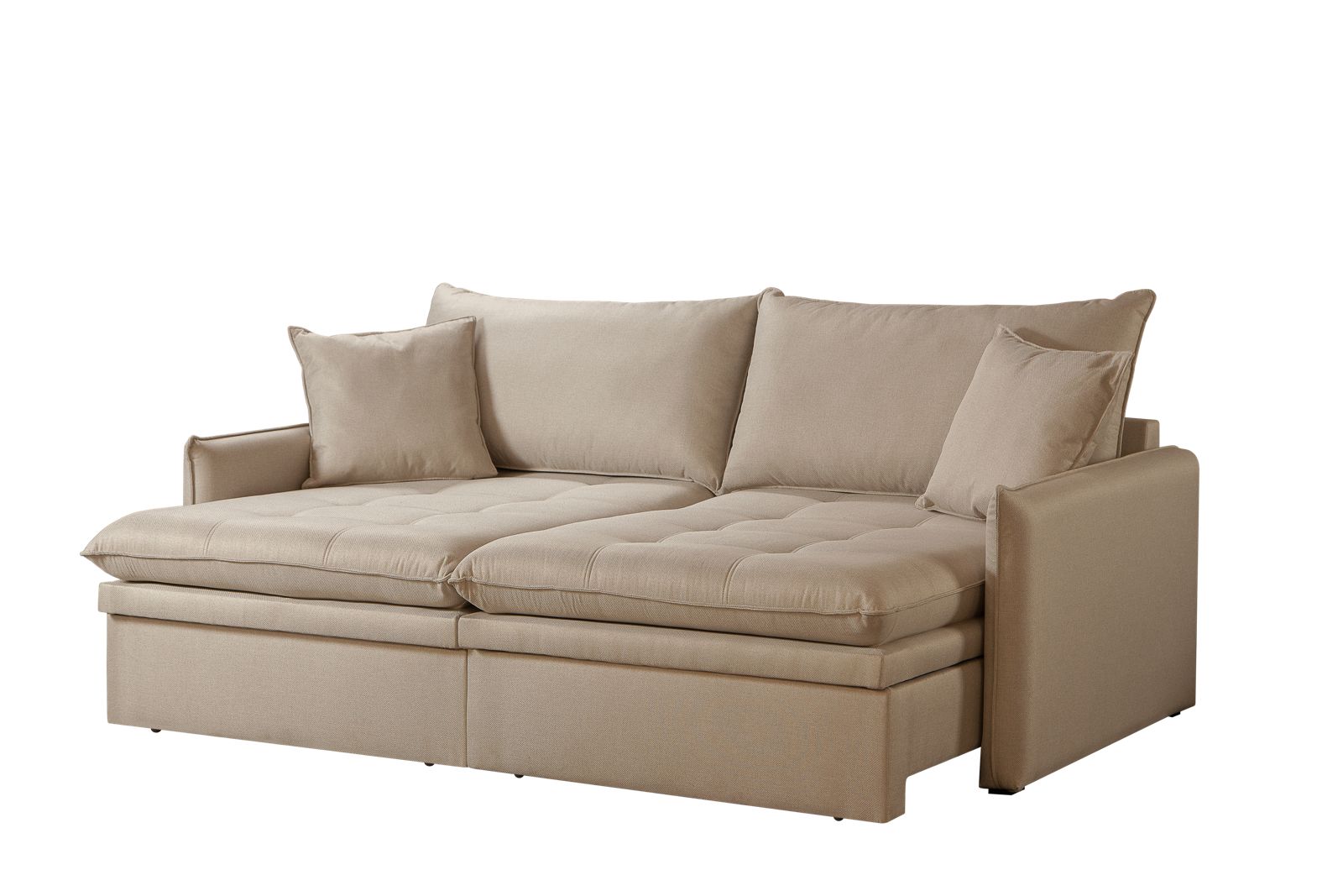 Sofa Cama Retratil Bau Linho1,98m Lindecor Versalhes cor Marfim