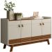 Aparador Buffet 4 Portas Ripado 160 cm Abruzzo Freijo/Off White