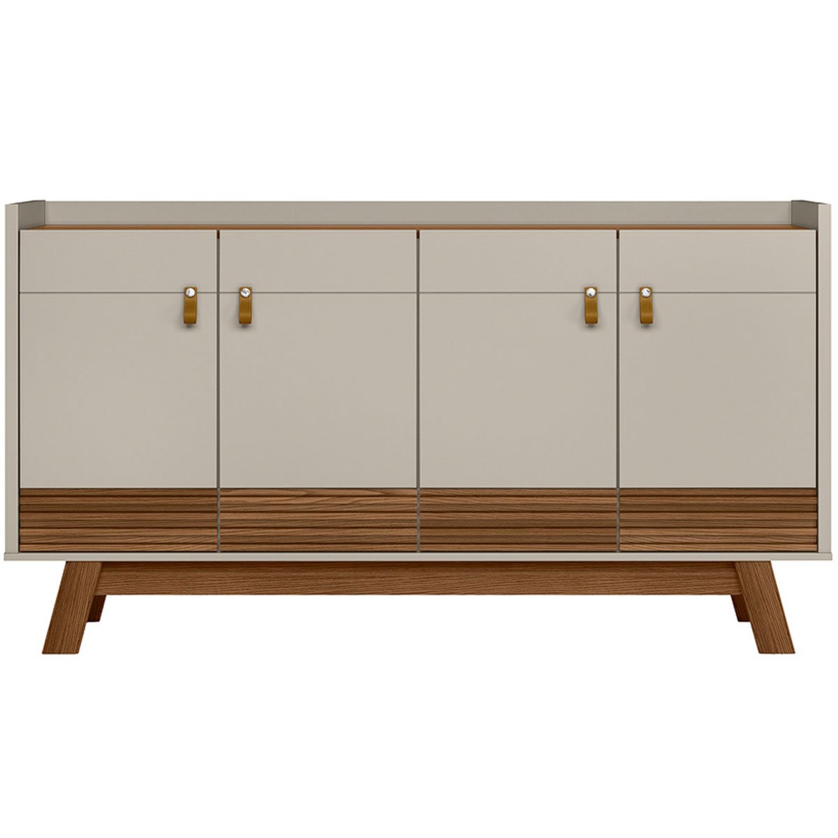 Aparador Buffet 4 Portas Ripado 160 cm Abruzzo Freijo/Off White