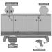 Aparador Buffet 4 Portas Ripado 160 cm Abruzzo Freijo/Off White
