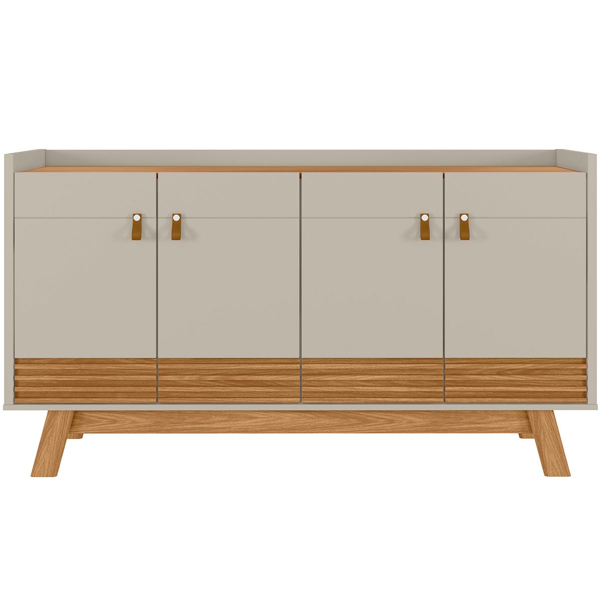 Aparador Buffet 4 Portas Ripado 160 cm Abruzzo Nature/Off White