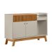 Aparador Buffet Bar c/ Espelho 2 Portas 1 Gaveta Ripada Lucas Nature/Off White