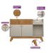 Aparador Buffet Bar c/ Espelho 2 Portas 1 Gaveta Ripada Lucas Nature/Off White