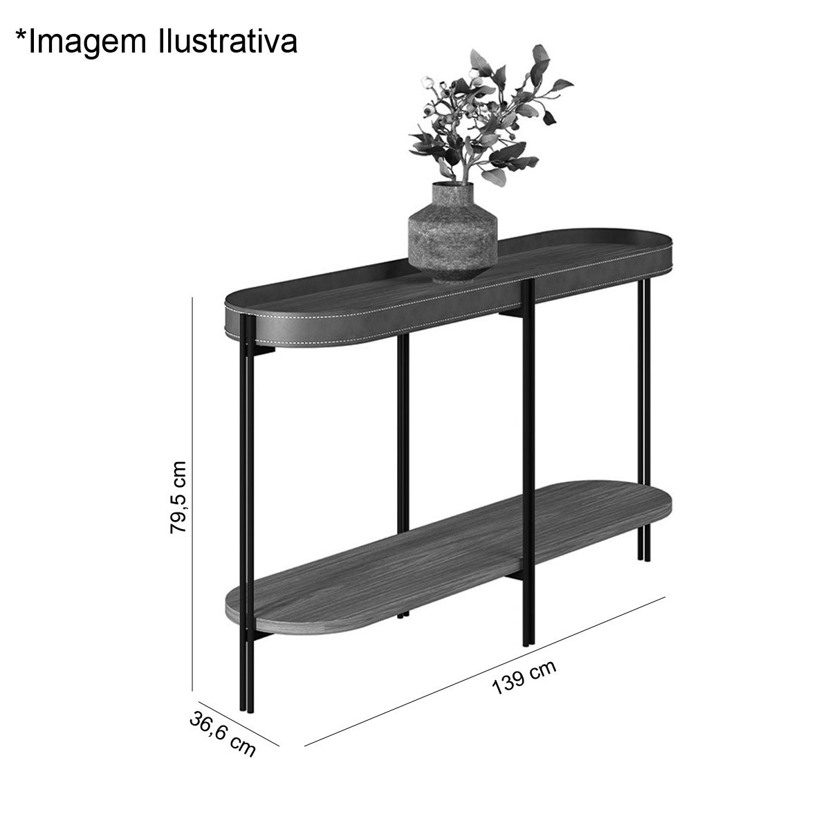Aparador para Sala com Tampo Arredondado Mônica Nature