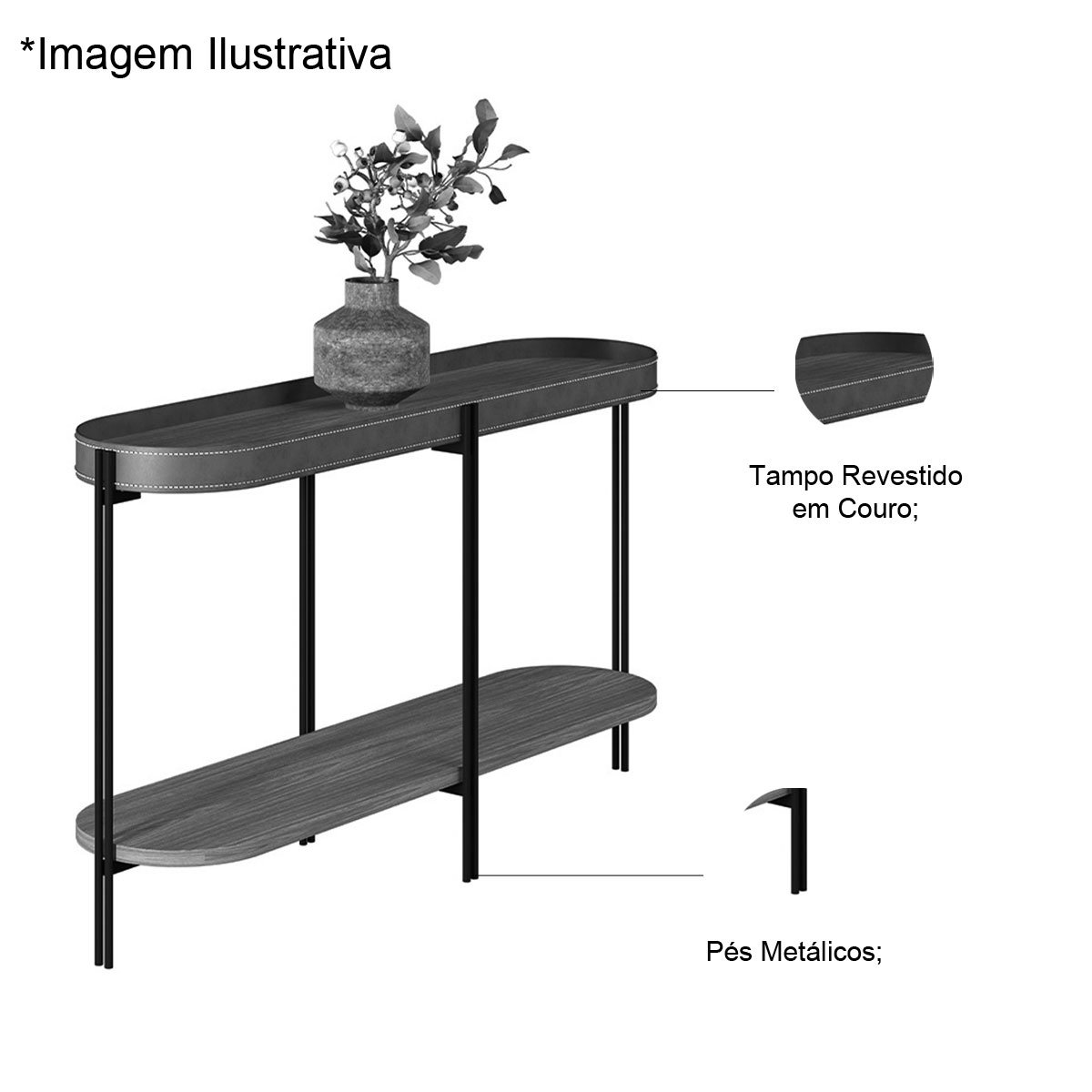 Aparador para Sala com Tampo Arredondado Mônica Nature
