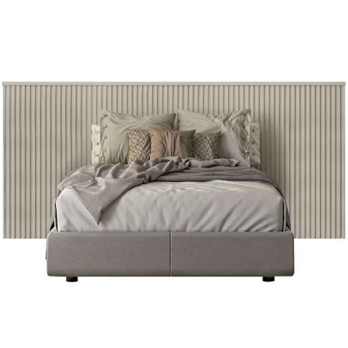 Cabeceira Casal Ripada Limoeiro com Frame Off White