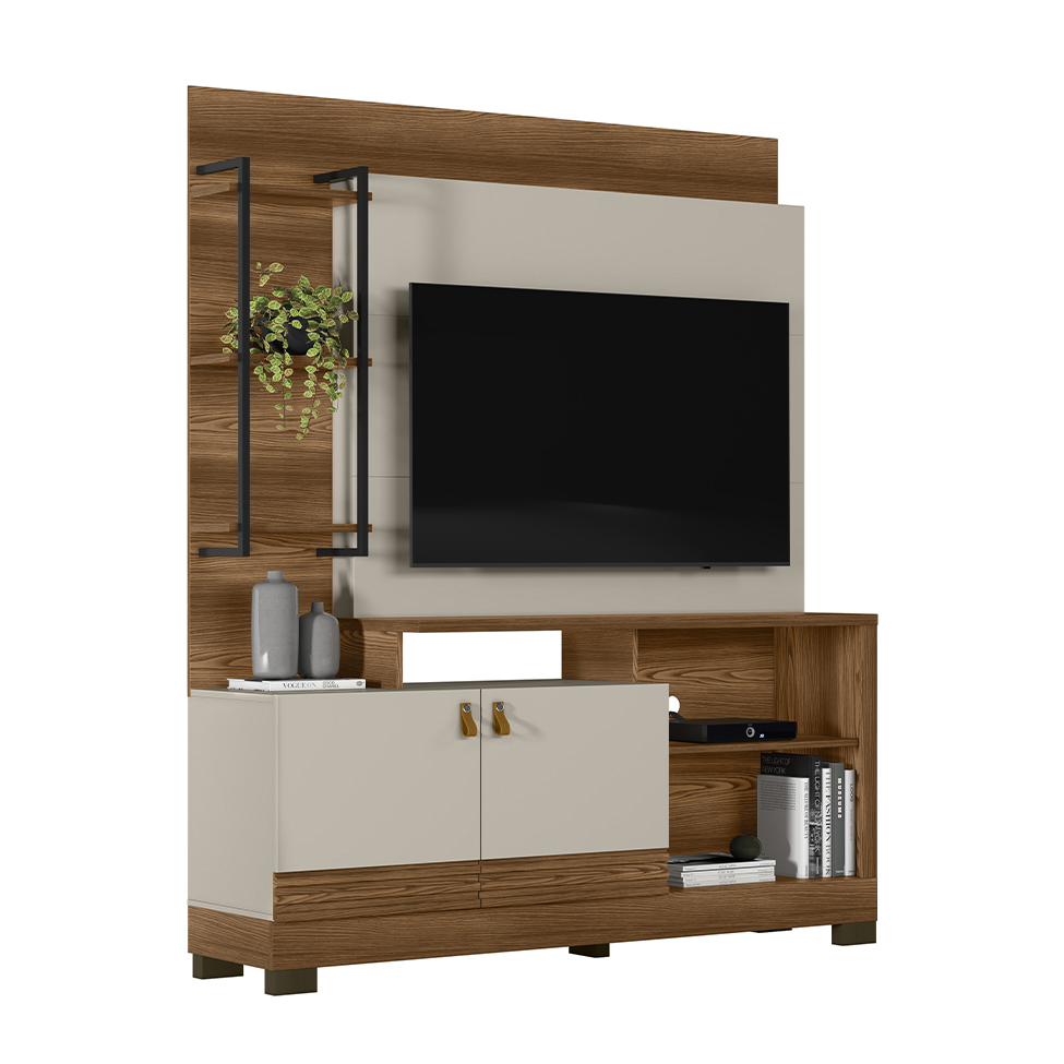 Estante para Home Theater e TV até 50 Polegadas Alagoas Freijó e Off White