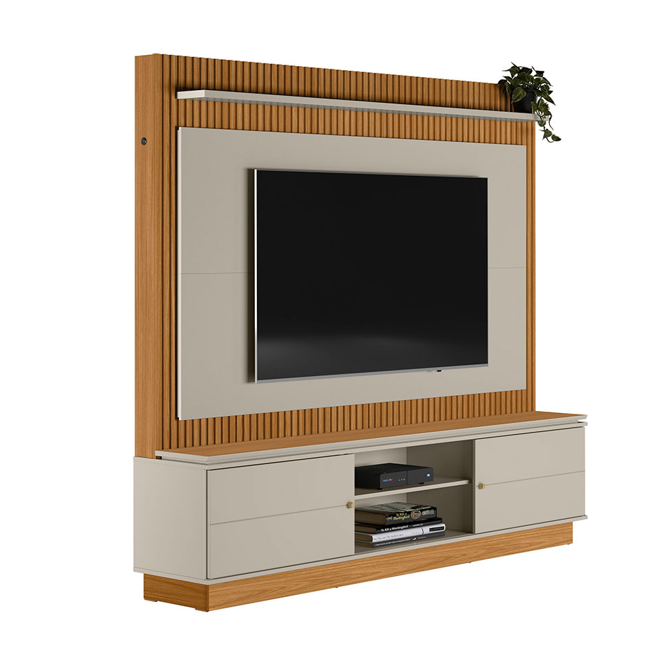 Estante para Home Theater e TV até 75 Polegadas Guararapes 2 PT Nature e Off White