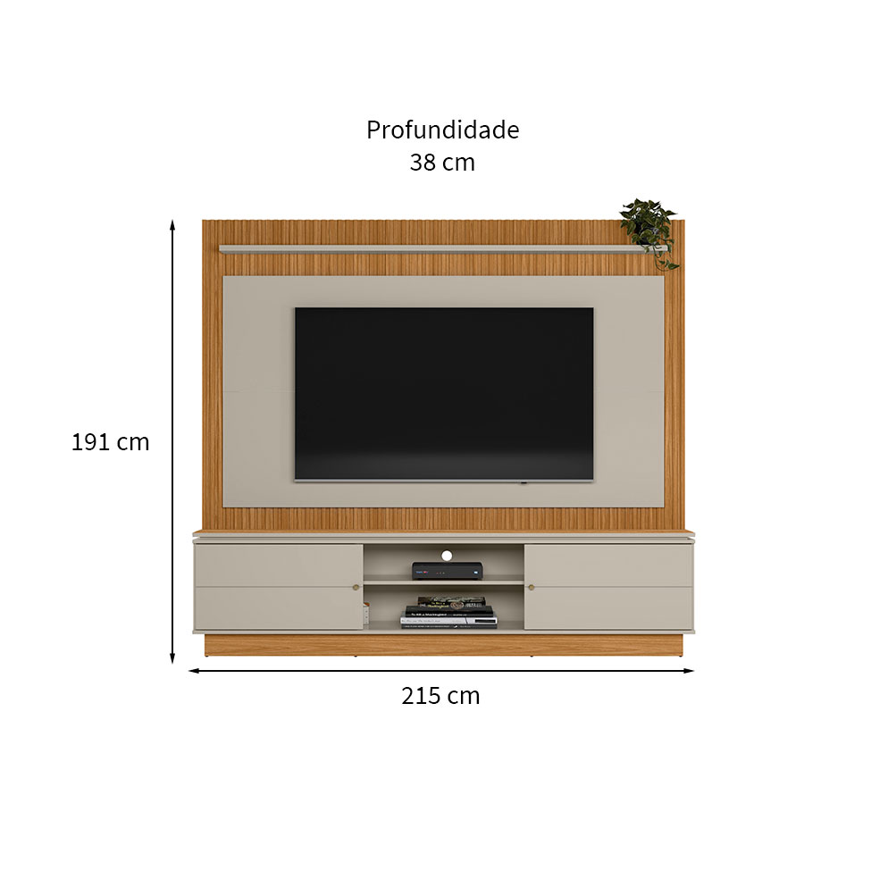Estante para Home Theater e TV até 75 Polegadas Guararapes 2 PT Nature e Off White
