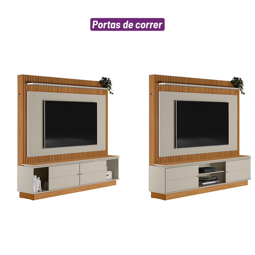 Estante para Home Theater e TV até 75 Polegadas Guararapes 2 PT Nature e Off White