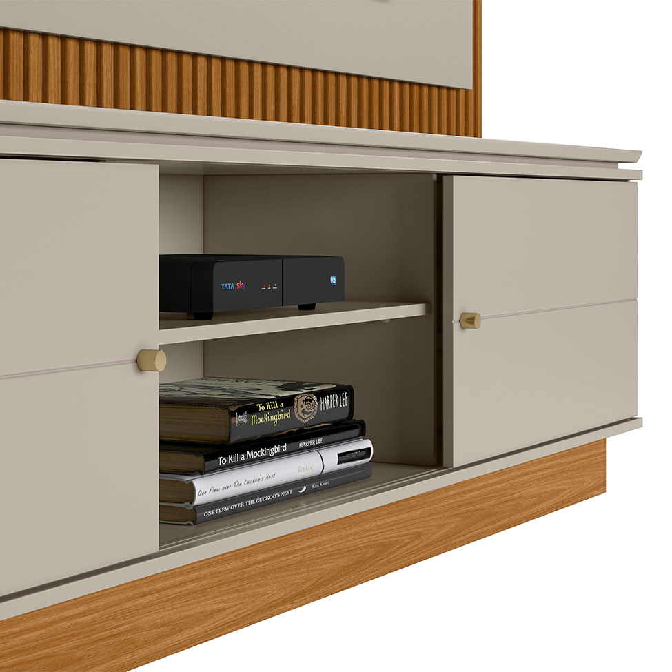 Estante para Home Theater e TV até 75 Polegadas Guararapes 2 PT Nature e Off White