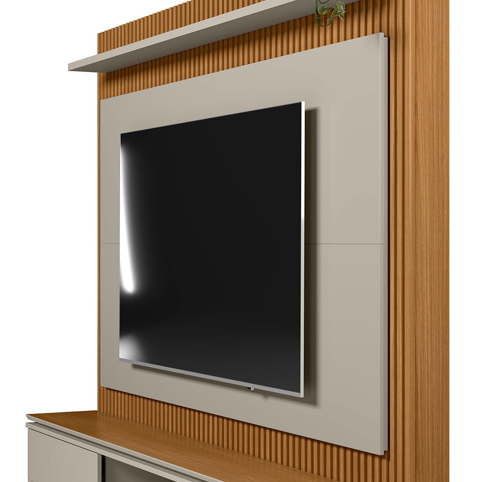 Estante para Home Theater e TV até 75 Polegadas Guararapes 2 PT Nature e Off White