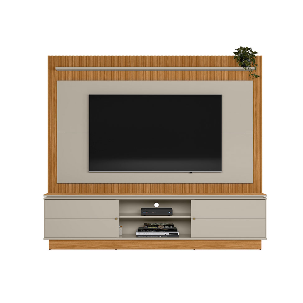 Estante para Home Theater e TV até 75 Polegadas Guararapes 2 PT Nature e Off White