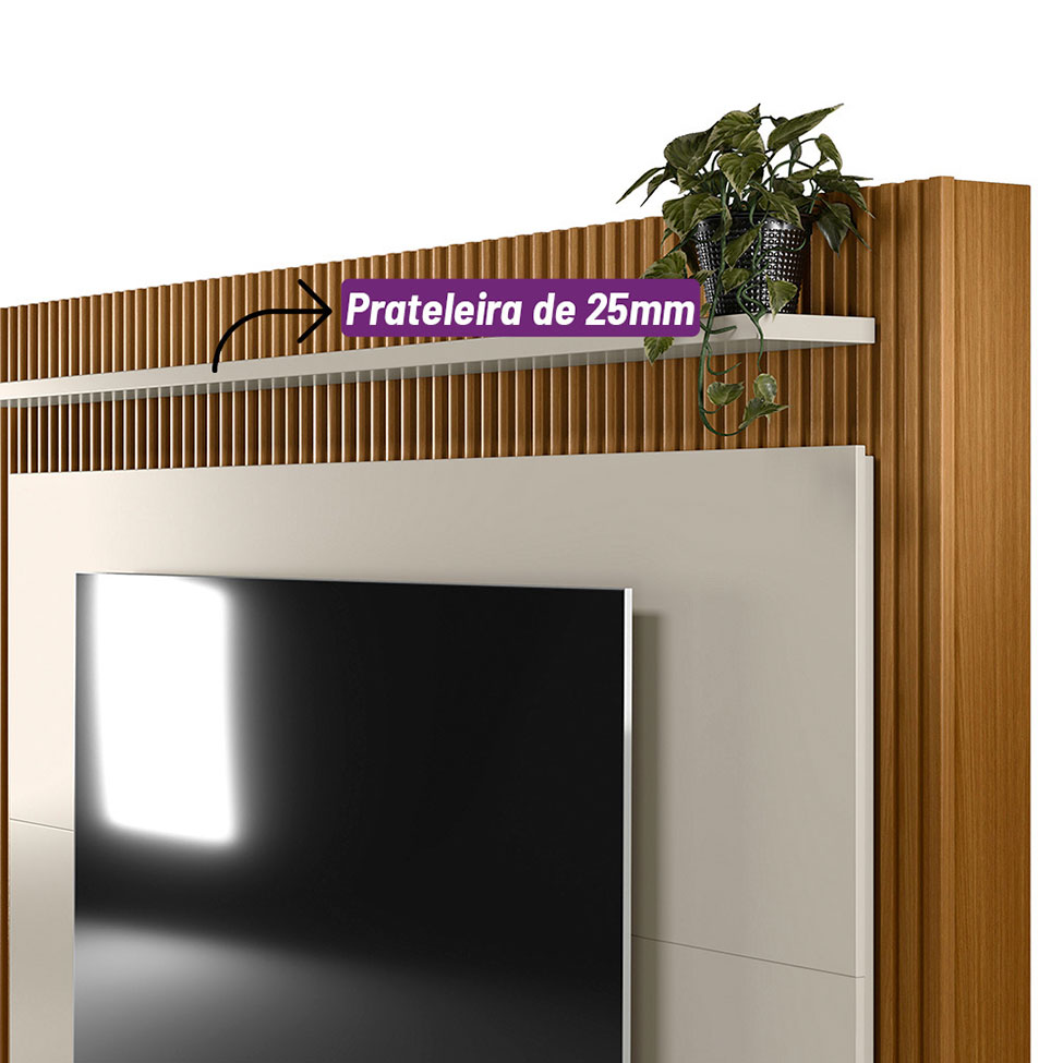 Estante para Home Theater e TV até 75 Polegadas Guararapes 2 PT Nature e Off White
