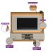 Estante para Home Theater e TV até 75 Polegadas Guararapes com LED 2 PT Nature e Off White