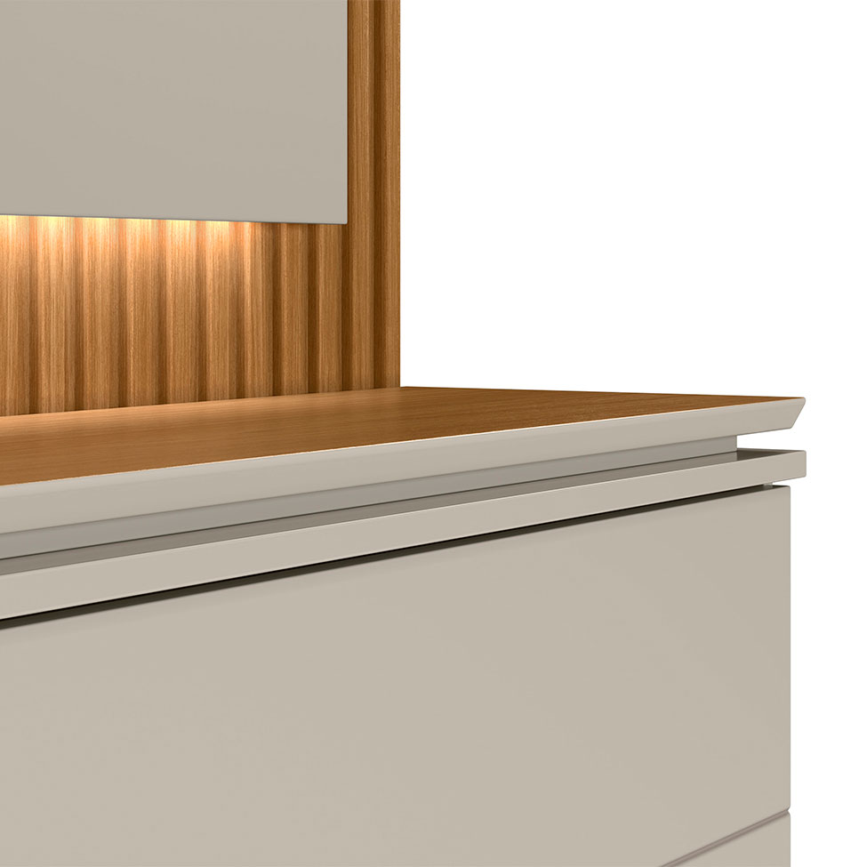 Estante para Home Theater e TV até 75 Polegadas Guararapes com LED 2 PT Nature e Off White