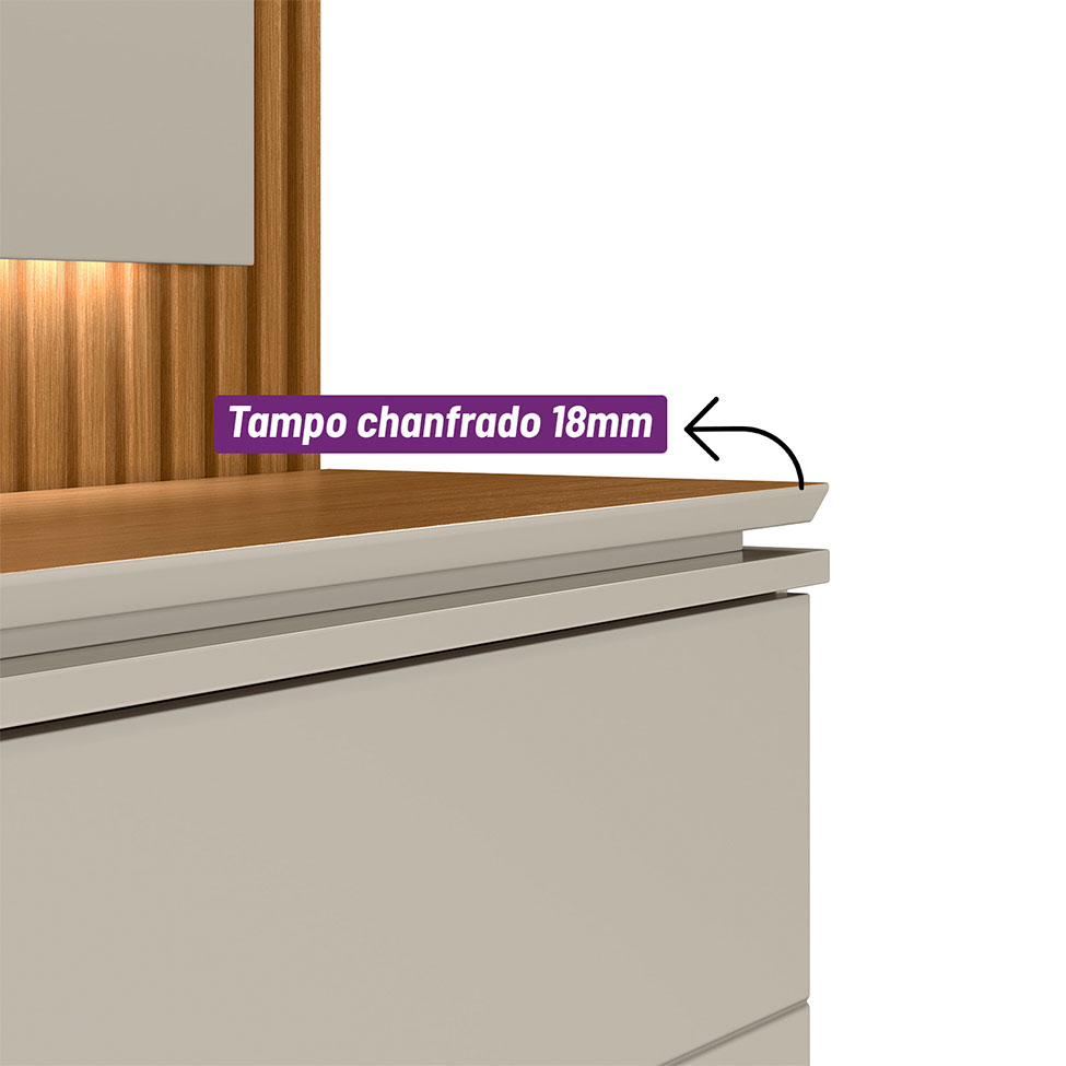 Estante para Home Theater e TV até 75 Polegadas Guararapes com LED 2 PT Nature e Off White