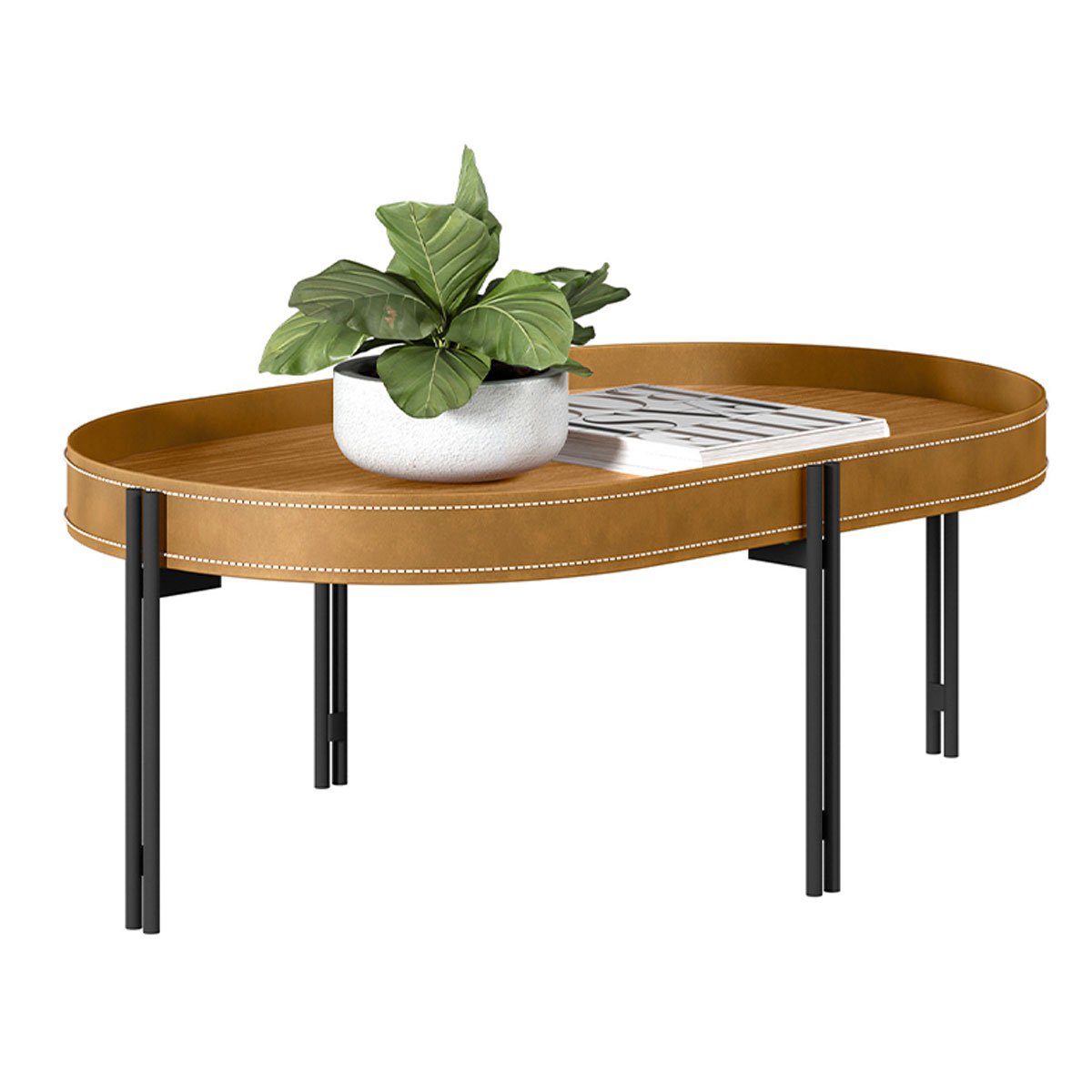 Kit Aparador para Sala e Mesa de Centro Arredondada Mônica Nature
