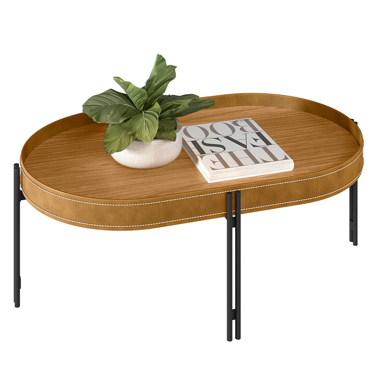 Kit Aparador para Sala e Mesa de Centro Arredondada Mônica Nature