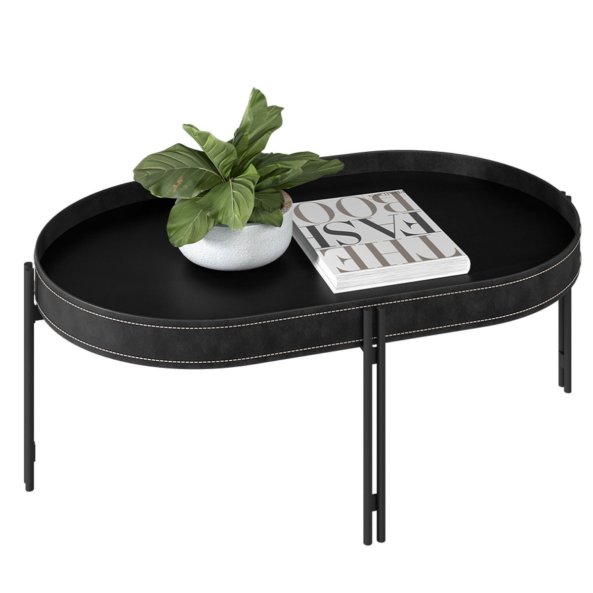 Kit Aparador para Sala e Mesa de Centro Arredondada Mônica Preto