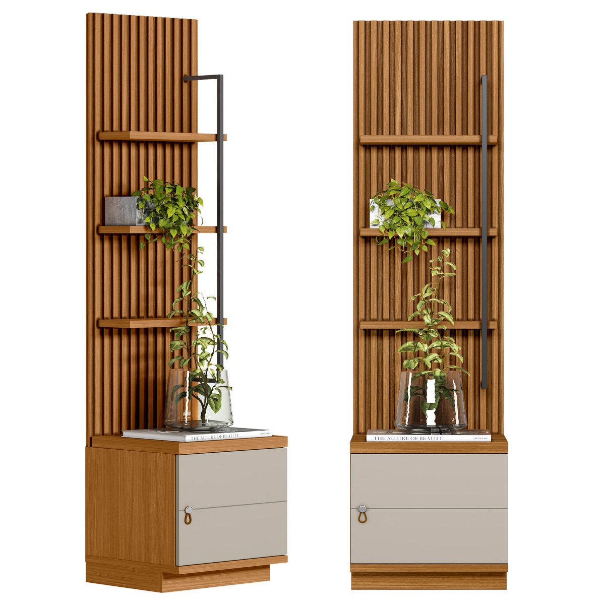 Módulo Lateral Complementar Painel Ripado Naturale/Off White